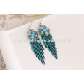 made in guangzhou inclined flower crystal big j shaped korean earrings